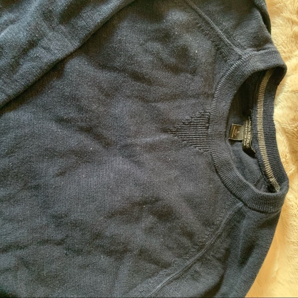 Slub cotton navy raglan men’s sweater - Picture 3 of 4